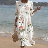 Ariana - Robe avec motif de plantes et de fleurs