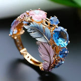 Bague Vintage en Cristal de Plume Exotique