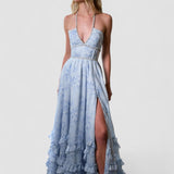 Rivaz – Robe Maxi avec Top Halter et Jupe Superposée