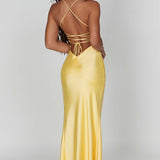 Corcelles – Robe Maxi en Satin avec Décolleté Haut