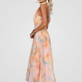 Orbe – Robe Midi avec Imprimé Floral Délicat